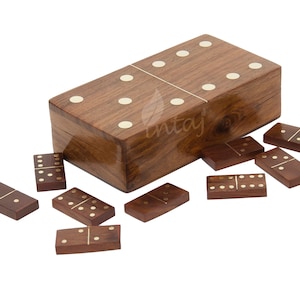 Handmade Rosewood Wooden Domino Dice 28 Piece Double-Six Professional Domino Tiles Set, Storage Case (2-4 Players), A Perfect Christmas gift