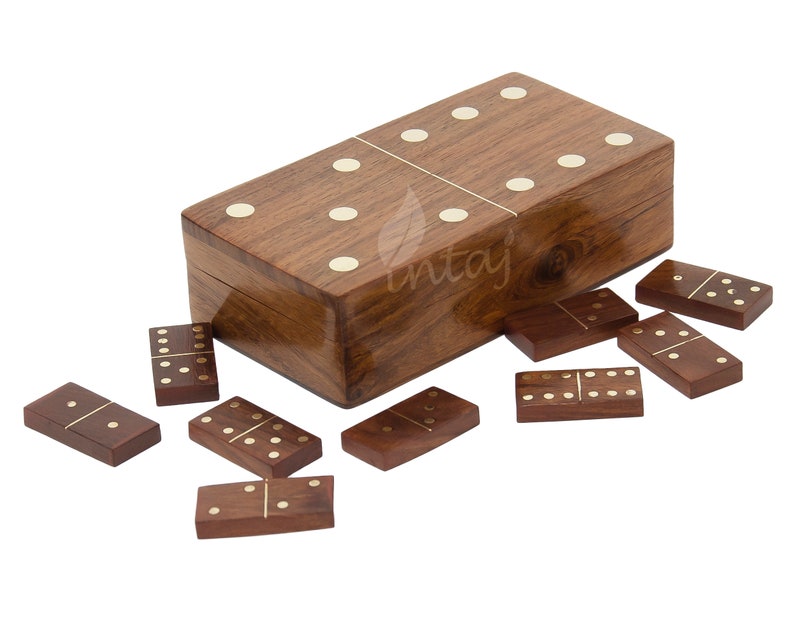Handmade Rosewood Wooden Domino Dice 28 Piece Doublesix Etsy