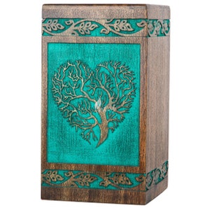 Wooden Cremation Urns for Human Ashes - Tree of Life Wooden Carved Box - Memorial Keepsake Urn - Urn for Mom and Dad by INTAJ