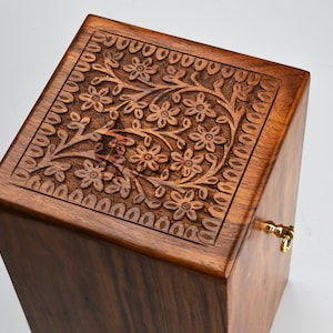 Wooden Cremation Urns for Human Ashes - Tree of Life Wooden Carved Box - Memorial Keepsake Urn - Urn for Mom and Dad by INTAJ
