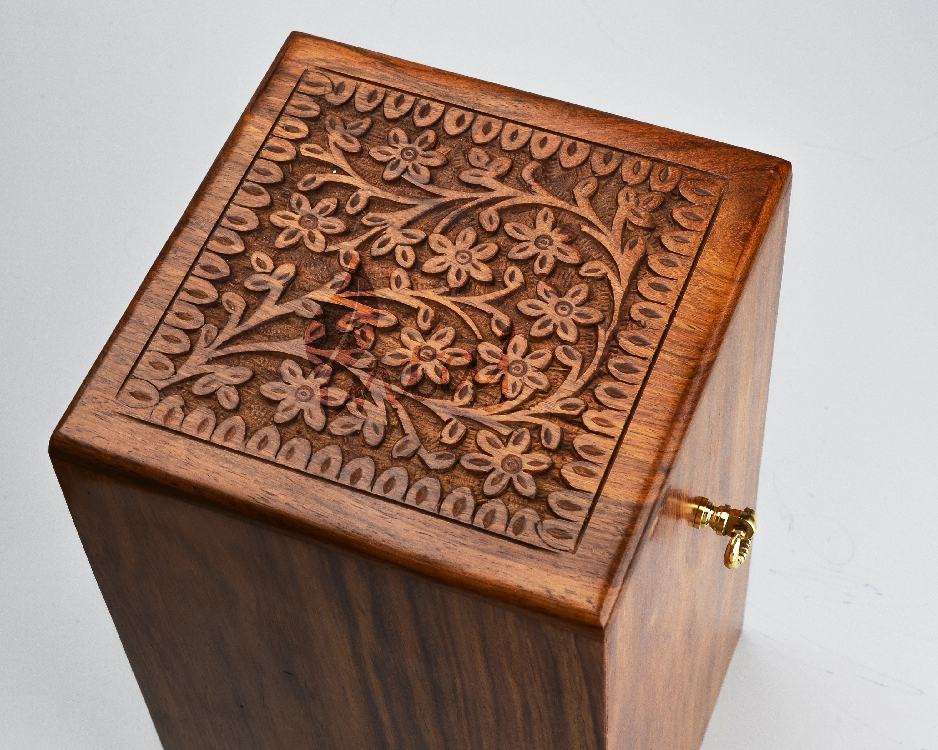 Hind Handicrafts Urna cremazione in alluminio per ceneri umane per adulti, realizzata a mano, per funerale commemorativo per ceneri umane, urna a
