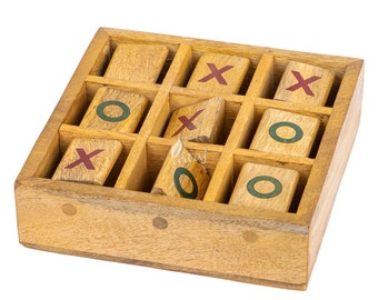 Set di giochi da tavolo Tic Tac Toe - Gioco XOX per bambini, gioco Tic Tac Toe per bambini, Tic Tac Toe in legno artigianale, gioco da tavolo da caffè, Crossnought