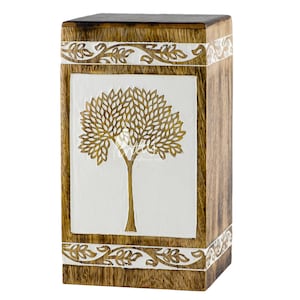 Wooden Cremation Urns for Human Ashes - Tree of Life Wooden Carved Box - Memorial Keepsake Urn - Urn for Mom and Dad by INTAJ
