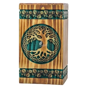 Wooden Cremation Urns for Human Ashes - Tree of Life Wooden Carved Box - Memorial Keepsake Urn - Urn for Mom and Dad by INTAJ