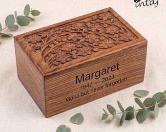 Personalized Wooden Urns for Human Ashes - Tree of Life Engraved - Pet Memorial TSA Approved