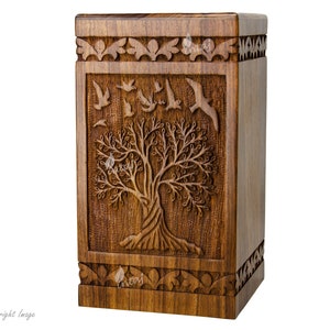 Handmade Rosewood Urn for Human Ashes, Tree of Life Wooden Box Urns for Ashes - Cremation Pet Urns for Dogs Ashes, Urn for Ashes, Wooden Box