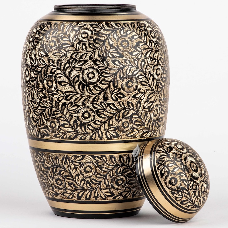 Solid Brass Cremation Urns for Human Ashes Etched Funeral Etsy