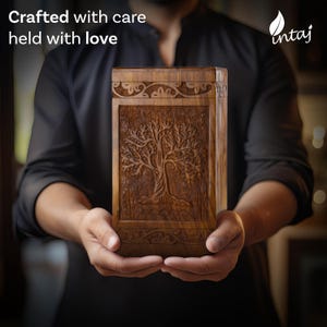 Personalized Handcarved Wooden Cremation Urn for Human Ashes - Tree of Life,Suitable for Adult Men and Women - Wooden Box for Ashes