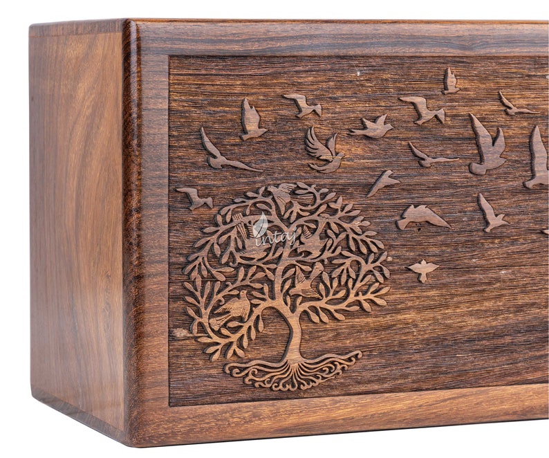 Wooden Cremation Urns for Human Ashes Tree of Life Wooden Carved Box