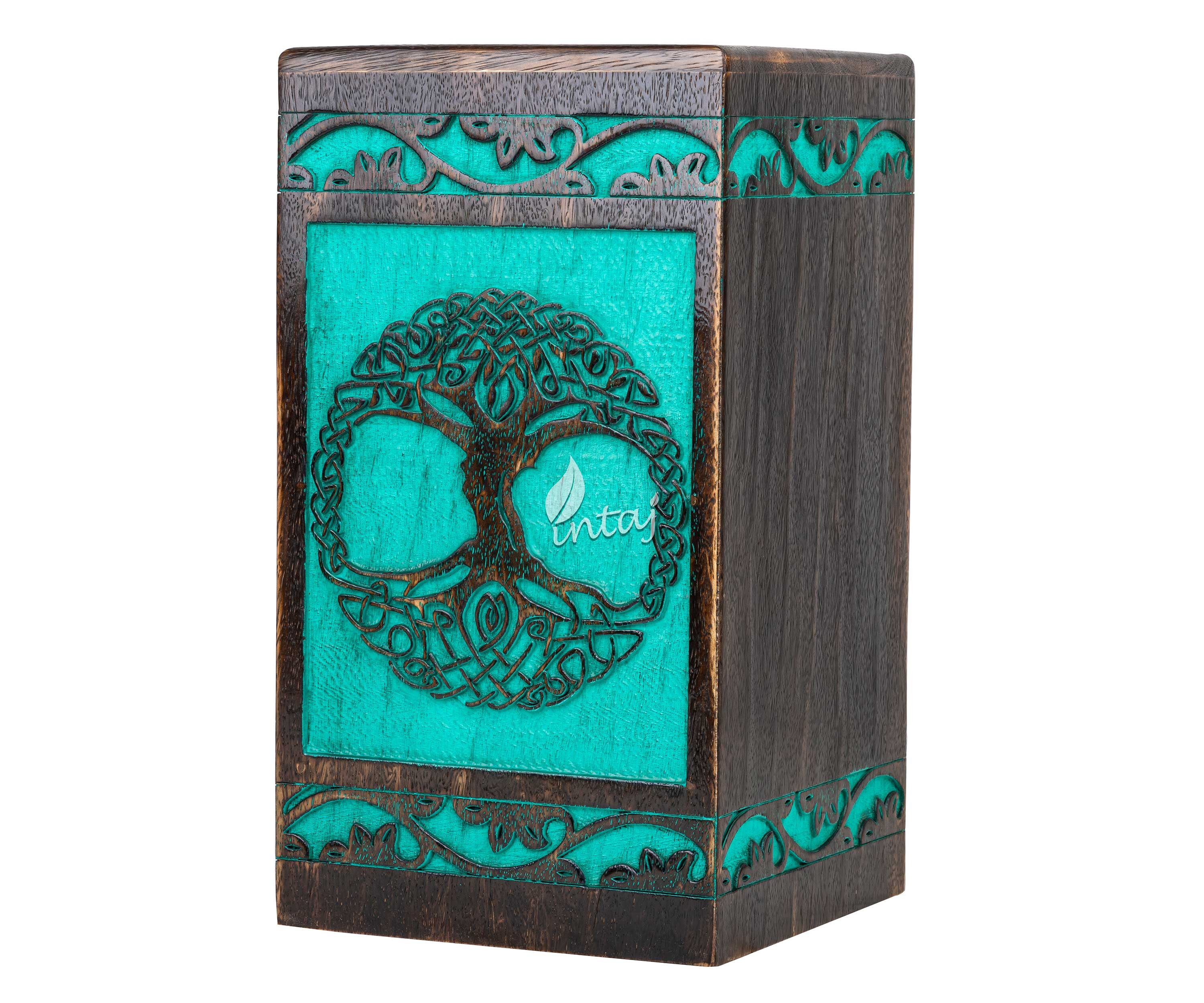Urna cineraria in legno con albero della vita, urna funeraria in legno con personalizzazione personalizzata, targa commemorativa WU49HG - Italia