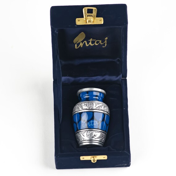 Mini Cremation And Memorial Urn For Human Ashes With Velvet Carry