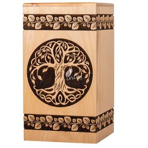Wooden Cremation Urns for Human Ashes - Tree of Life Wooden Carved Box - Memorial Keepsake Urn - Urn for Mom and Dad by INTAJ