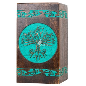 Wooden Cremation Urns for Human Ashes - Tree of Life Wooden Carved Box - Memorial Keepsake Urn - Urn for Mom and Dad by INTAJ
