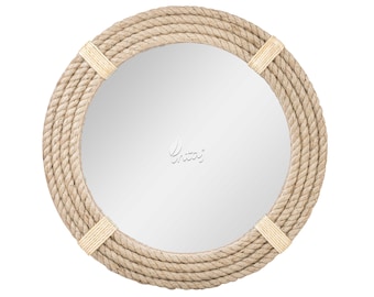Handmade Nautical Rope Mirror: Coastal Farmhouse Wall Decor