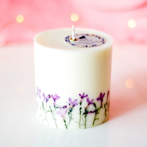 Lobelia soy candle. Botanical candle. Hurricane candle. Vegan candle. Dried flower candle. Eco wax candle.