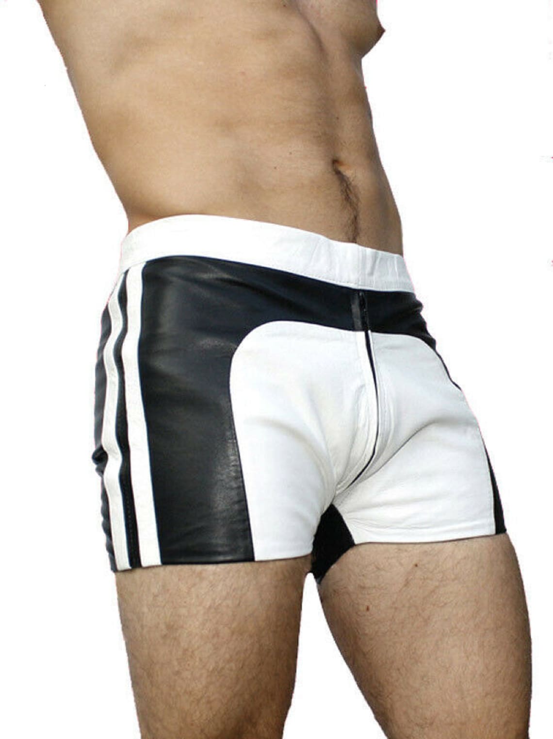 Genuine Real Leather Sexy Men Shorts BlackWhite Etsy