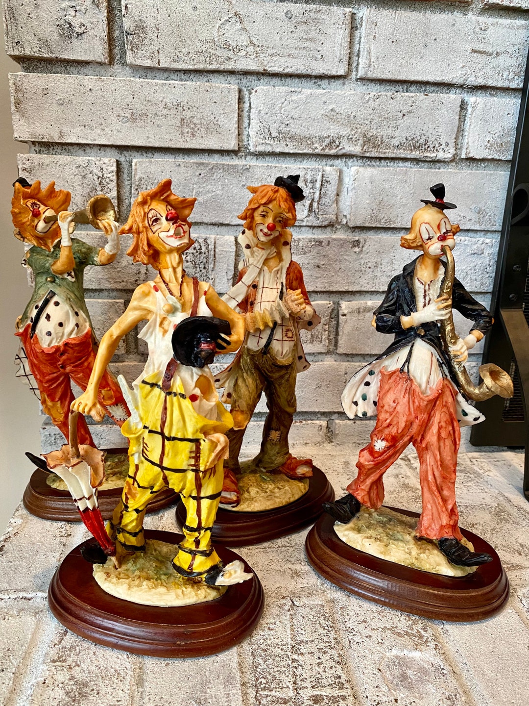 Vintage Clown Figurines Musical Instrument Clowns Lot of 4 Etsy