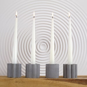 Handmade Concrete Candlestick Holder Set: Modern Home Decor