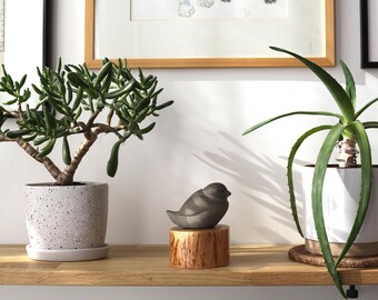 Concrete and Wood Bird Sculpture | Handmade Mini Figurine, Unique Home Decor