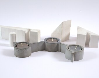Molecule Concrete ljusstake: Modern handgjord set med 3