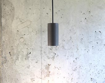 Handmade Concrete Cylinder Pendant Light/ Modern/ Black