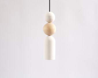 Pendant light TUBE (wooden sphere) plaster | pendant light | modern pendant | hanging lamp |  pendant light | contemporary pendant |