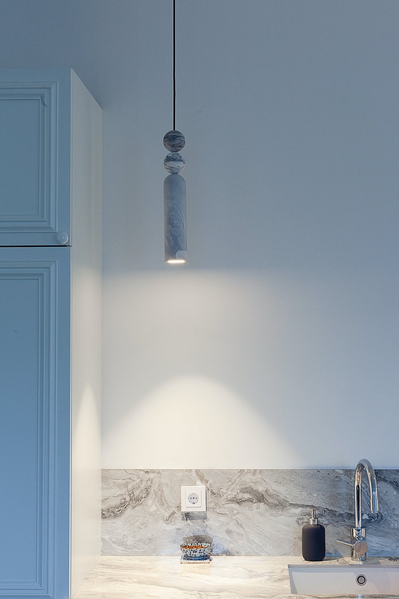 Marble imitation pendant light from plaster marble pendant light chandelier from plaster cylinder chandelier zdjęcie 5