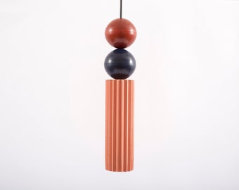 Handmade Concrete Pendant Light with Epoxy Spheres