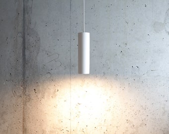 Handmade Plaster Cylinder Pendant Light: Modern Sculptural Lighting