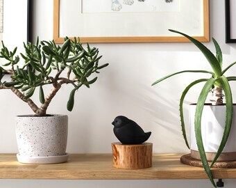 Handmade Concrete and Wood Bird Sculpture | Unique Mini Figurine Home Decor