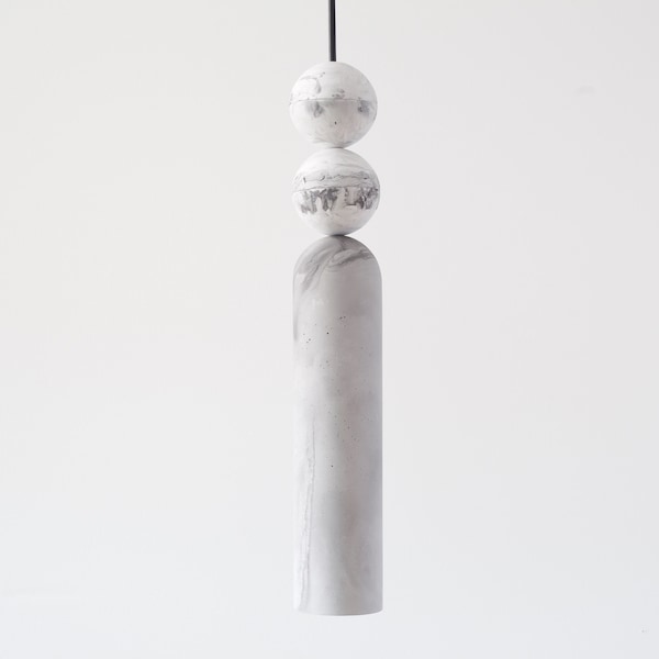 Marble imitation pendant light from plaster | marble pendant light | chandelier from plaster | cylinder chandelier