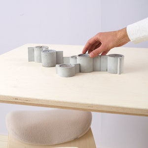 Handmade Concrete Molecule Candle Holder - Modern Geometric Design