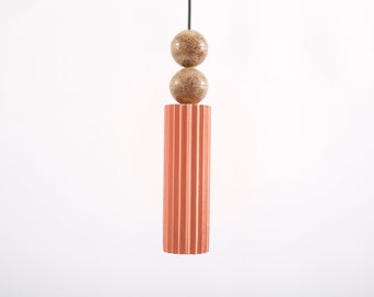 Concrete Pendant Light: Epoxy Bubble with Natural Moss