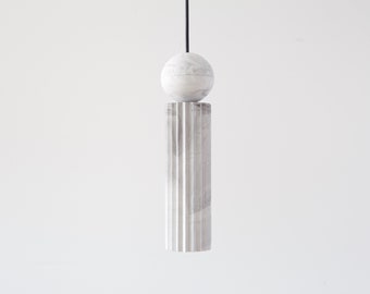 Marble imitation pendant light from plaster | marble pendant light | contemporary pendant light from plaster | cylinder lamp