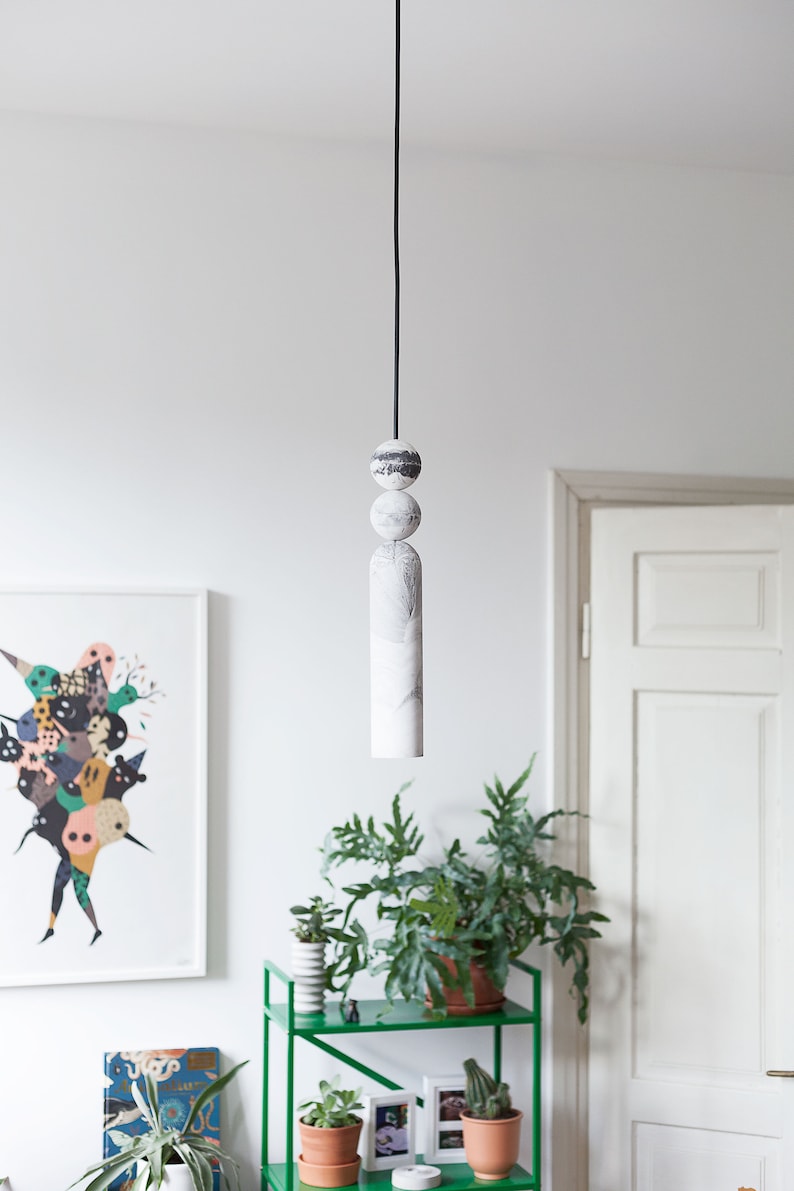 Marble imitation pendant light from plaster marble pendant light chandelier from plaster cylinder chandelier zdjęcie 2