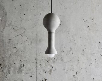 Luminária Pendente de Concreto Feita à Mão: Lustre Cilíndrico Moderno