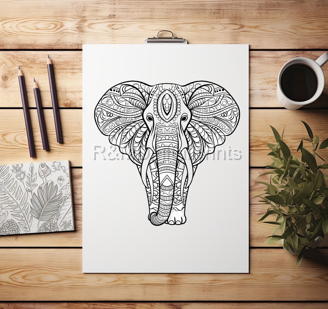 Printable Elephant Colouring Page, Mandala Style Digital Download, A4 ...
