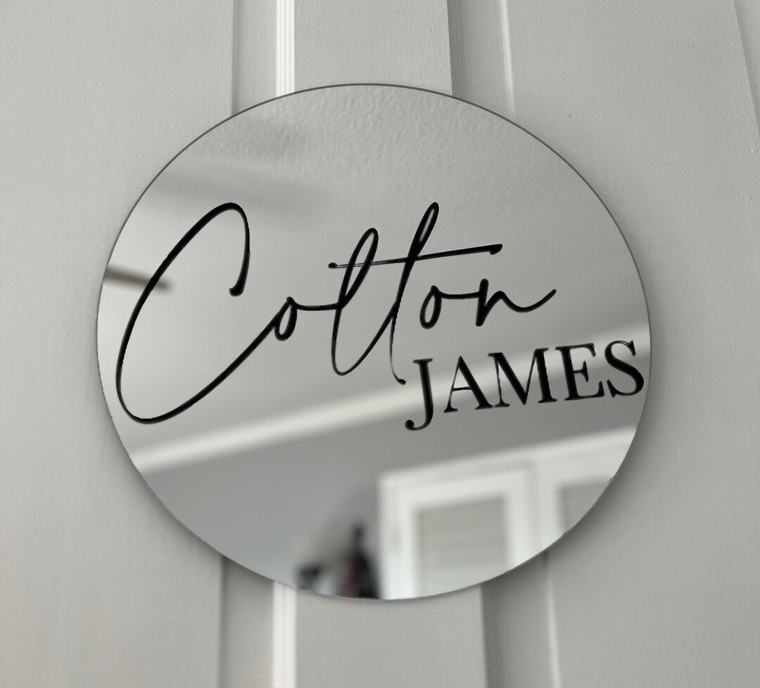 Custom Name Mirror Sign Round Nursery Sign Kid Room Sign Etsy