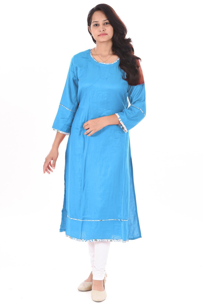 blue color long frock