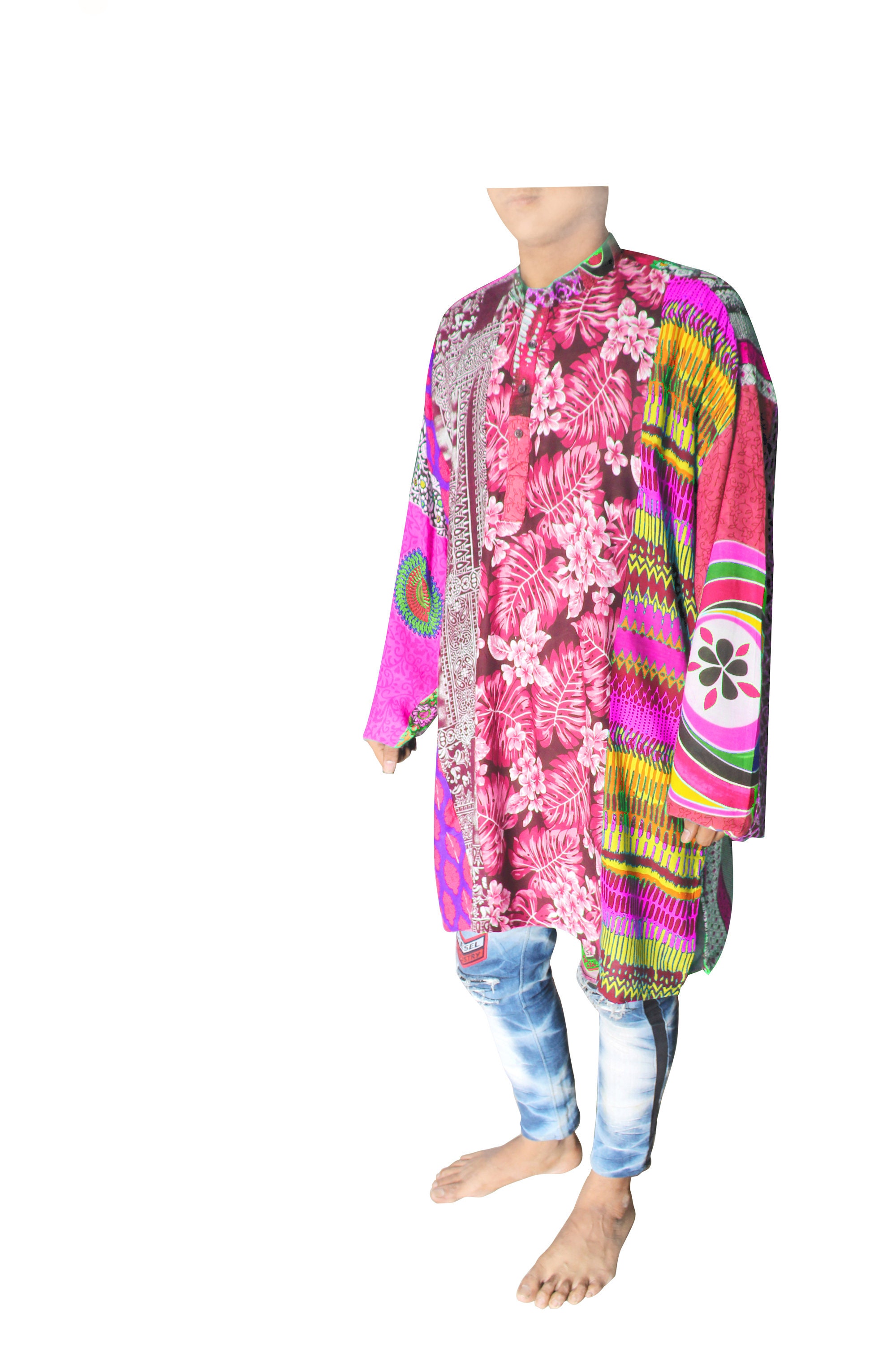 Indian hombres Patchwork camisa casual fiesta de boda desgaste Etsy