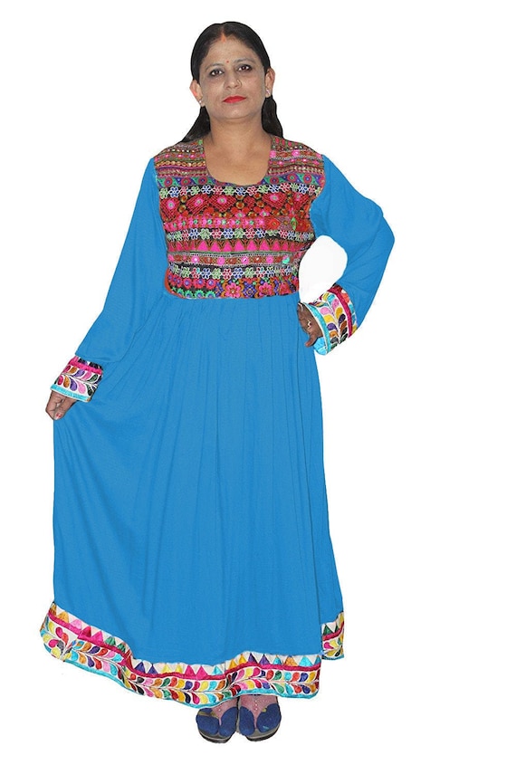 Indian Women S Long Dress Wedding Wear Maxi Gown Sky Blue Etsy