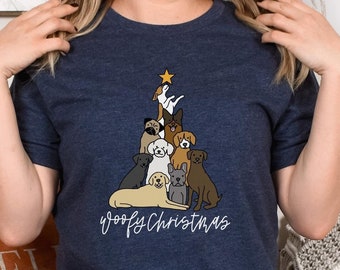 Christmas Dog Mom T-Shirt, Woofy Christmas Shirt, Dog Lover Holiday Tee for women, Gift for dog walker groomer, Frenchie Dog Mom TShirt