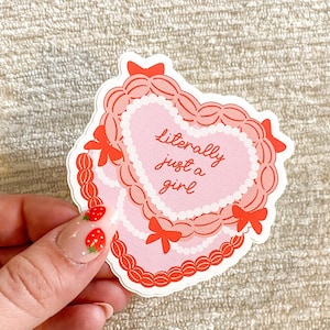 Literally Just a Girl Sticker, Vinyl Sticker, Vintage Cake Sticker, Pink Girly Cake, Just a Girl, Girly Things Sticker, Cake Sticker