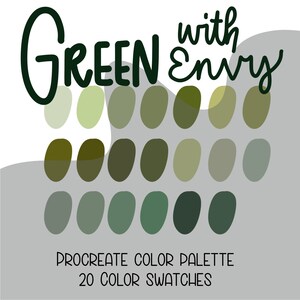 Procreate Palette | Green with Envy | Color Palette, Procreate Swatches, Instant Download, Green Color Palette, Color Swatches, Swatch File