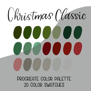 Procreate Palette | Christmas Classic | Christmas Palette, Digital Palette, Procreate, Procreate Tools, Instant Download, Swatch File