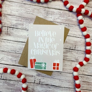 Christmas Card | Believe in the Magic | Greeting Card, Christmas Magic, Handmade Greeting Card, Rustic Christmas Card, Simple Christmas Card