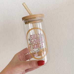 Silly Goose Juice Glass Cup, Goose Glass Cup, Iced Coffee Glass, Funny Glass Cup, Libbey Glass, Punny Glass, 16oz. Beer Can Glass