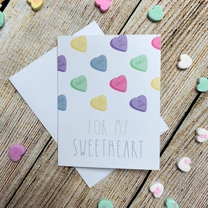 Valentine&#39;s Day Greeting Card | For My Sweetheart | Valentine&#39;s Day, Greeting Card, Sweetheart Card, Valentine Card, Conversation Hearts