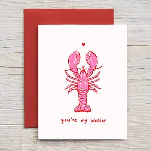 You&#39;re My Lobster Greeting Card | Love Card, Greeting Card, Illustrated Card, Cute Couple Card, Handmade Card, Card for Her, Card for Him