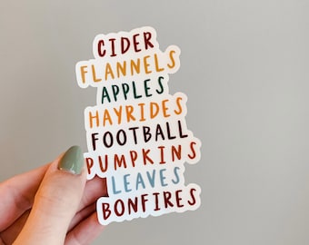 Fall Sticker | Autumn Favorites | Jumbo Sticker, Clear Sticker, Vinyl Sticker, Autumn Sticker, Hand Lettered Sticker, Fall Lover,